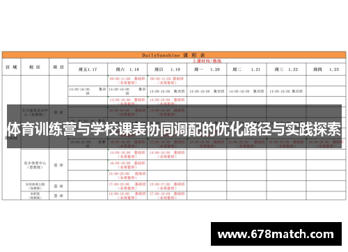 体育训练营与学校课表协同调配的优化路径与实践探索